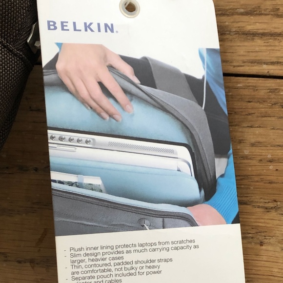 NWT Vintage Belkin Brown with Light Blue Large Messenger/Laptop Bag - Picture 10 of 10